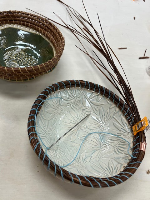 Pine Needle Basket with MHC Pottery & Eastern Redbud Glass Aug 6 & 27